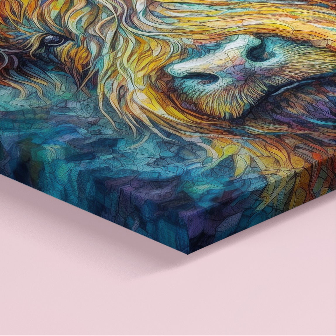 Highland Cow Portrait - Canvas Print, Pine Wooden Frame or Unframed Matte Paper Options - CanvasityCrafts - Free Shipping