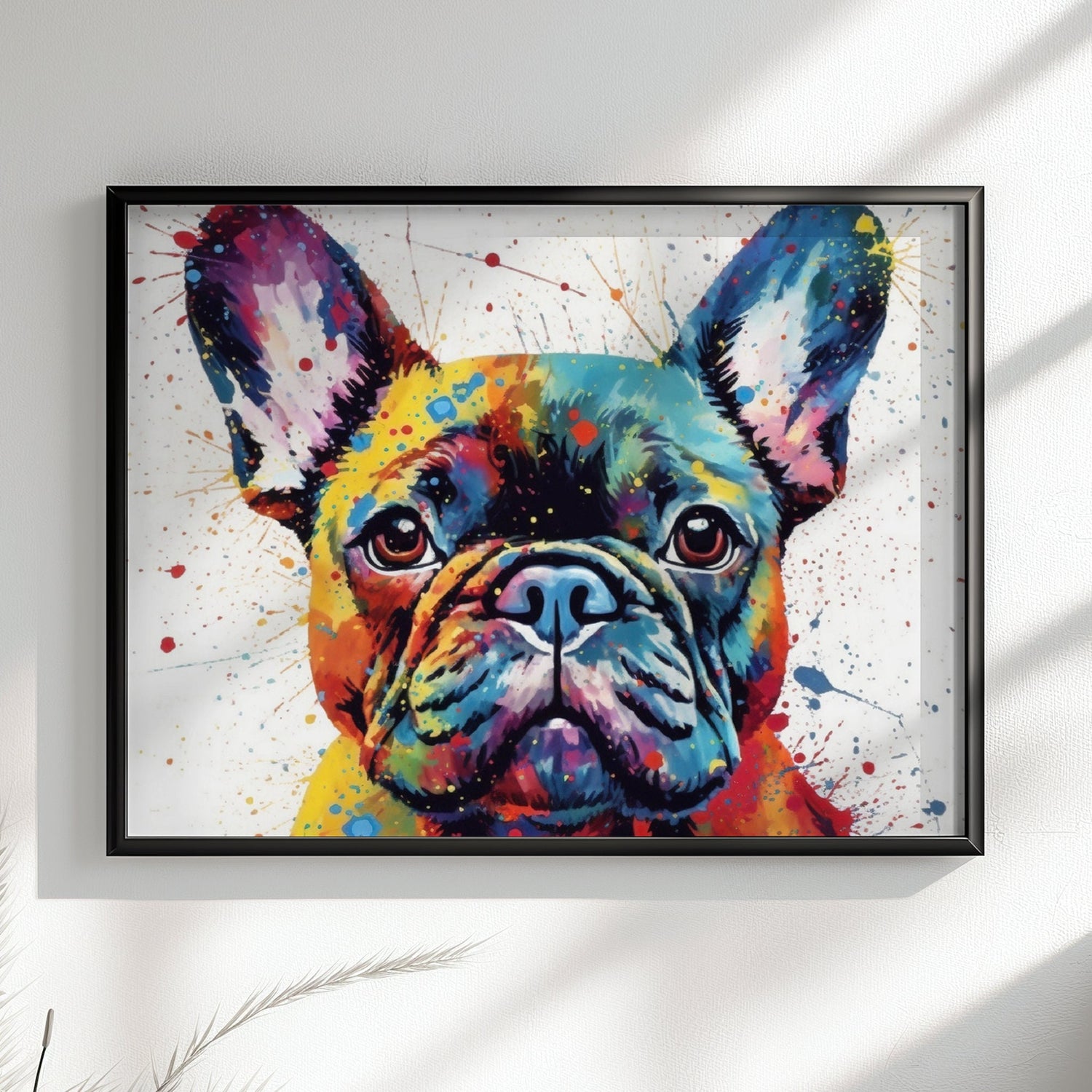 French Bulldog watercolor poster print | Horizontal / Landscape Wall Art Gift for Dog Lovers, Cute Painting for Frenchie Mom, Dad 2 - CanvasityCrafts - Free Shipping