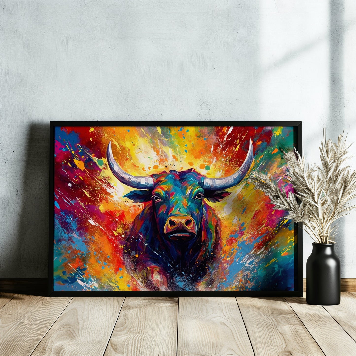 Charging Bull Poster - Free Shipping! Colorful Animal Wall Art Print - Gift for Farmer, Dad, Grandad, Matador - CanvasityCrafts - Free Shipping