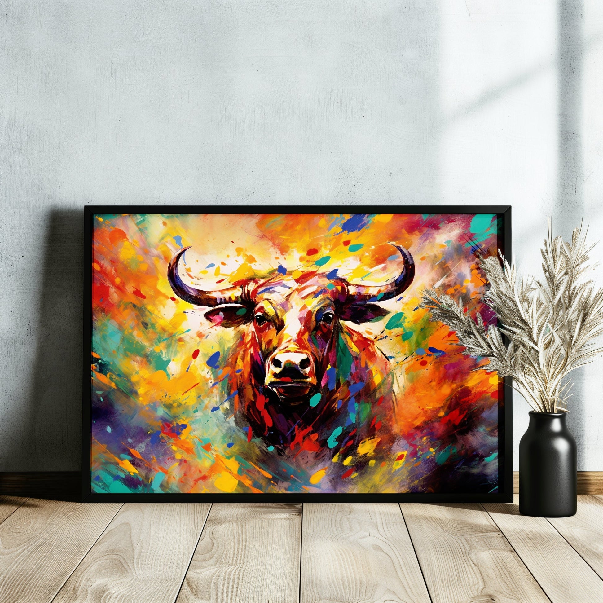 Charging Bull Poster - Free Shipping! Colorful Animal Wall Art Print - Gift for Farmer, Dad, Grandad, Matador - CanvasityCrafts - Free Shipping