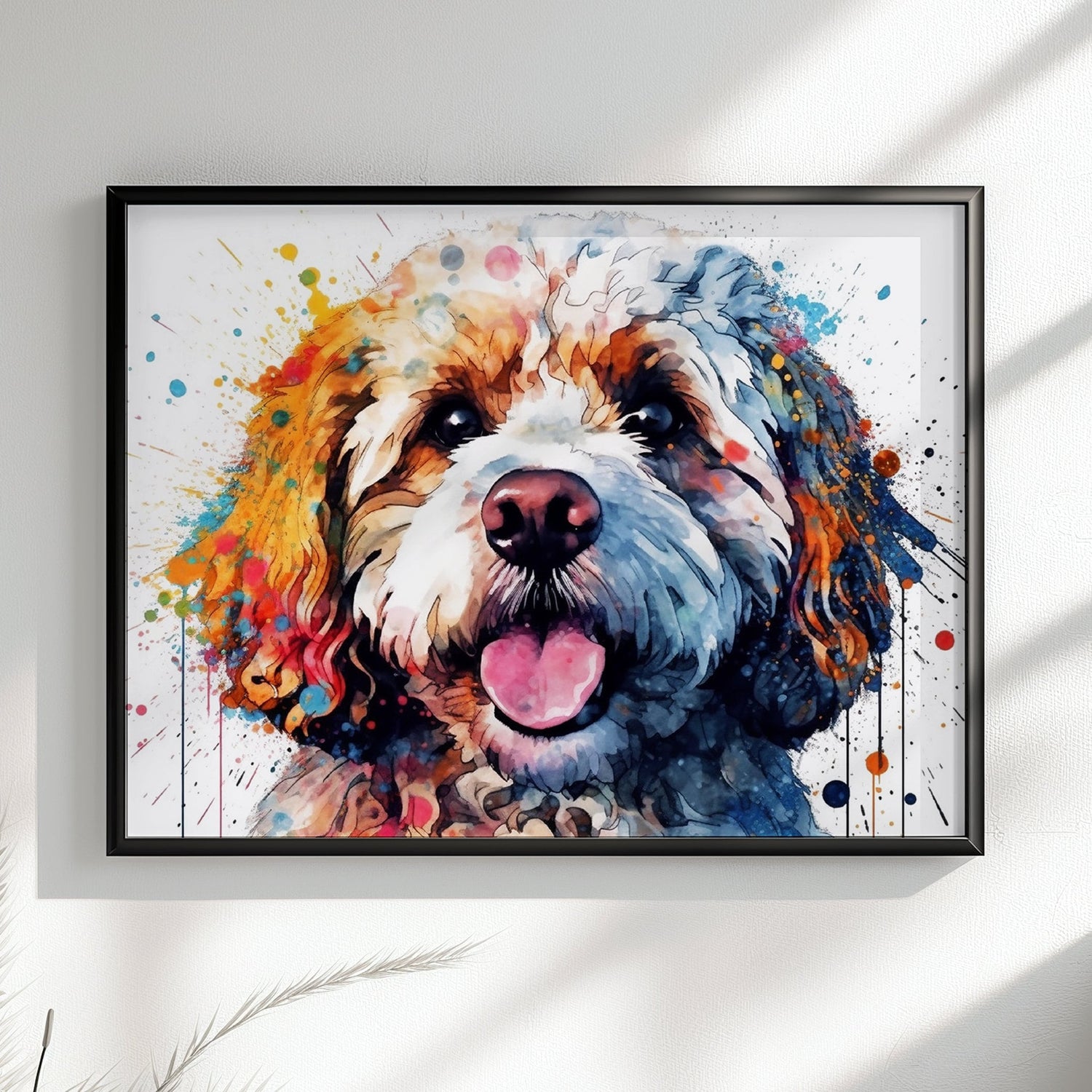 Colorful Cavapoo Poster | Watercolor Wall Art Gift for Dog Lovers, Cute Colourful Cavapoo Painting for Doodle Mom or Doodle Dad - CanvasityCrafts - Free Shipping