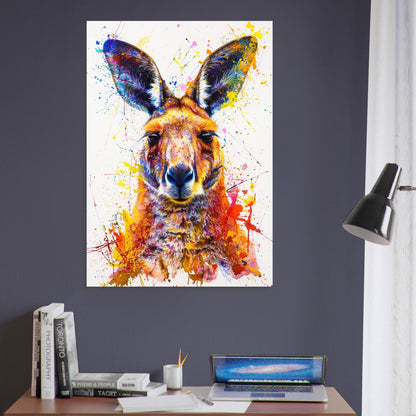 Paint Splash Kangaroo Poster Print. Abstract Watercolour Wall Decor Gift, Portrait Painting, Colourful Australian Animals, Joey, Wallaby Art - CanvasityCrafts - Free Shipping