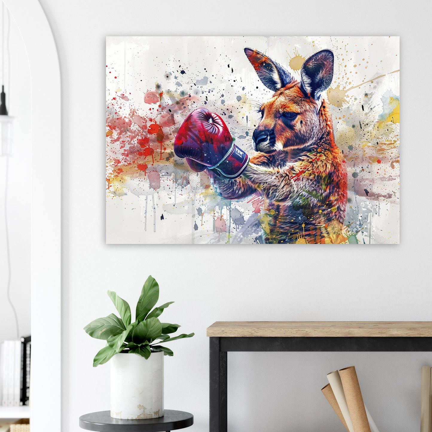 Boxer Kangaroo Poster Print. Paint Splash Wall Decor Gift, Boxing Gloves, Fitness Enthusiast, MMA, Rocky Fan, Australian Animals, Watercolor - CanvasityCrafts - Free Shipping