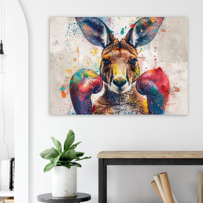 Boxer Kangaroo Poster Print. Paint Splash Wall Decor Gift, Boxing Gloves, Fitness Enthusiast, MMA, Rocky Fan, Australian Animals, - CanvasityCrafts - Free Shipping