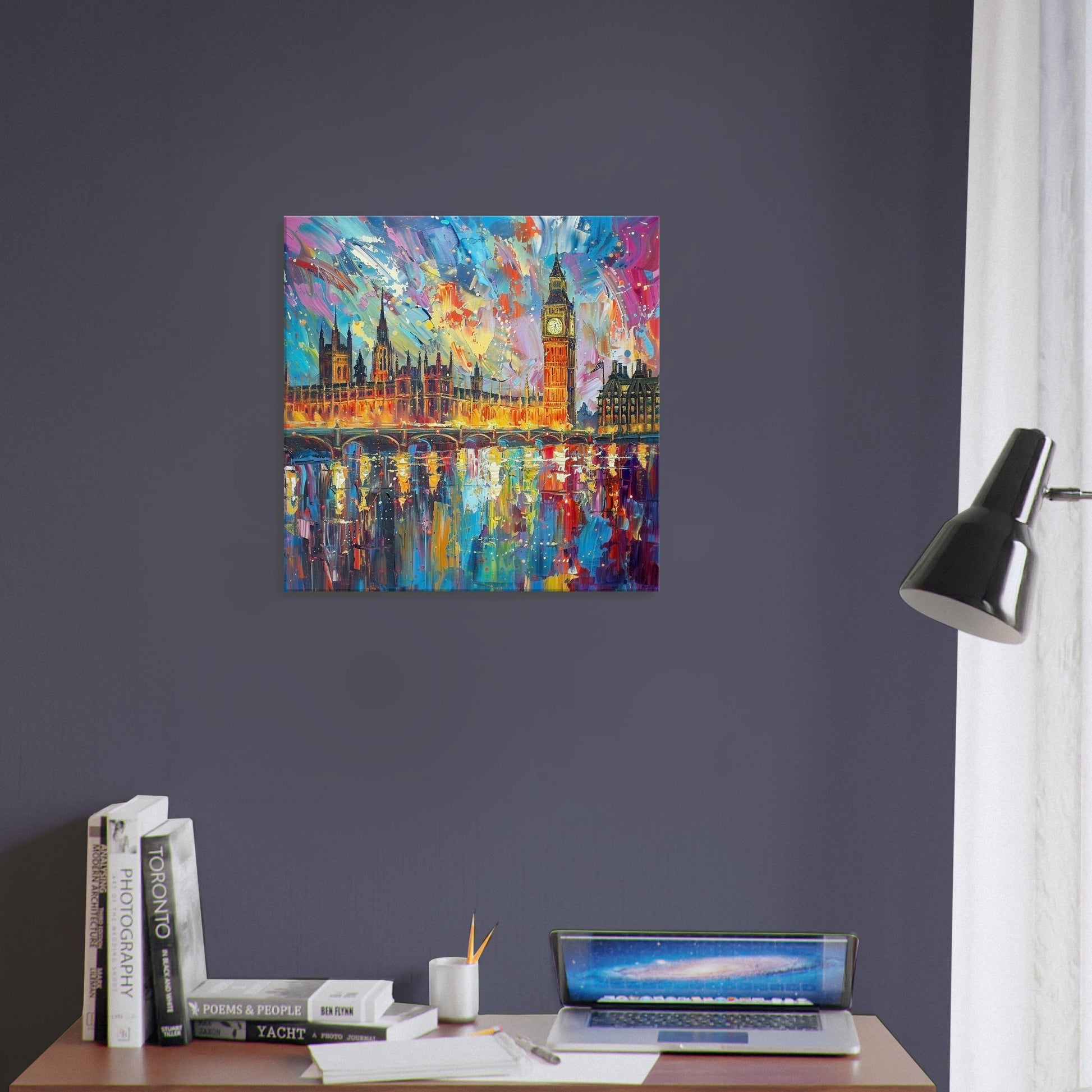 Big Ben & Houses of Parliament, Westminster Palace London Canvas Print. Abstract River Thames Wall Decor Cityscape Painting Gift, City Art - CanvasityCrafts - Free Shipping