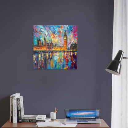 Big Ben & Houses of Parliament, Westminster Palace London Canvas Print. Abstract River Thames Wall Decor Cityscape Painting Gift, City Art - CanvasityCrafts - Free Shipping