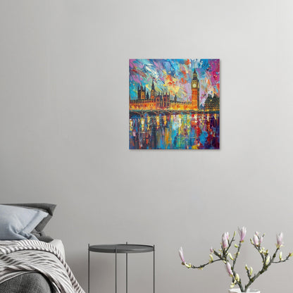 Big Ben & Houses of Parliament, Westminster Palace London Canvas Print. Abstract River Thames Wall Decor Cityscape Painting Gift, City Art - CanvasityCrafts - Free Shipping