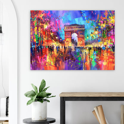 Arc De Triomphe Paris Cityscape Poster Print. Abstract French Wall Decor Painting Gift, Colourful Watercolour France City Decor Paint Splash - CanvasityCrafts - Free Shipping