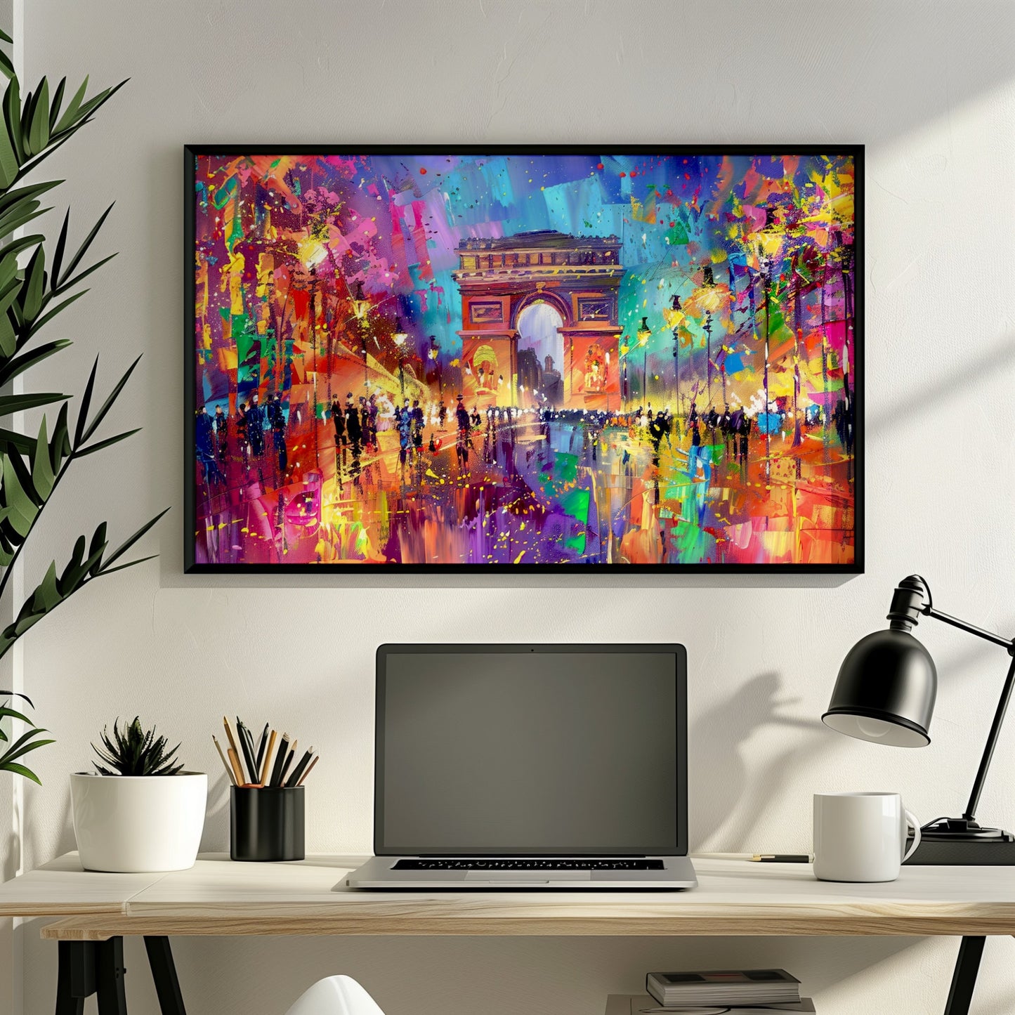 Arc De Triomphe Paris Cityscape Poster Print. Abstract French Wall Decor Painting Gift, Colourful Watercolour France City Decor Paint Splash - CanvasityCrafts - Free Shipping