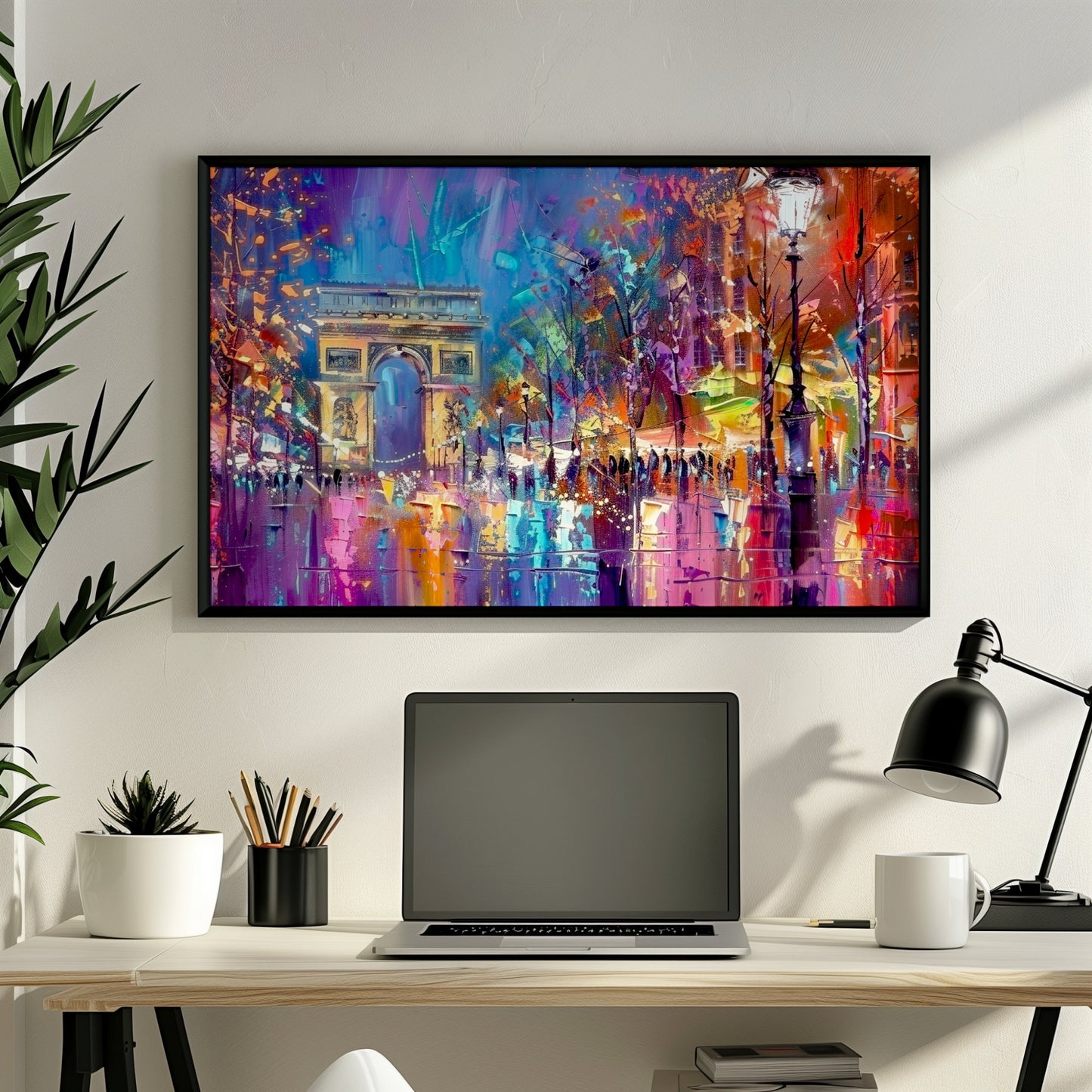 Arc De Triomphe Paris Cityscape Poster Print. Abstract French Wall Decor Painting Gift, Colourful Watercolour France City Decor Paint Splash - CanvasityCrafts - Free Shipping