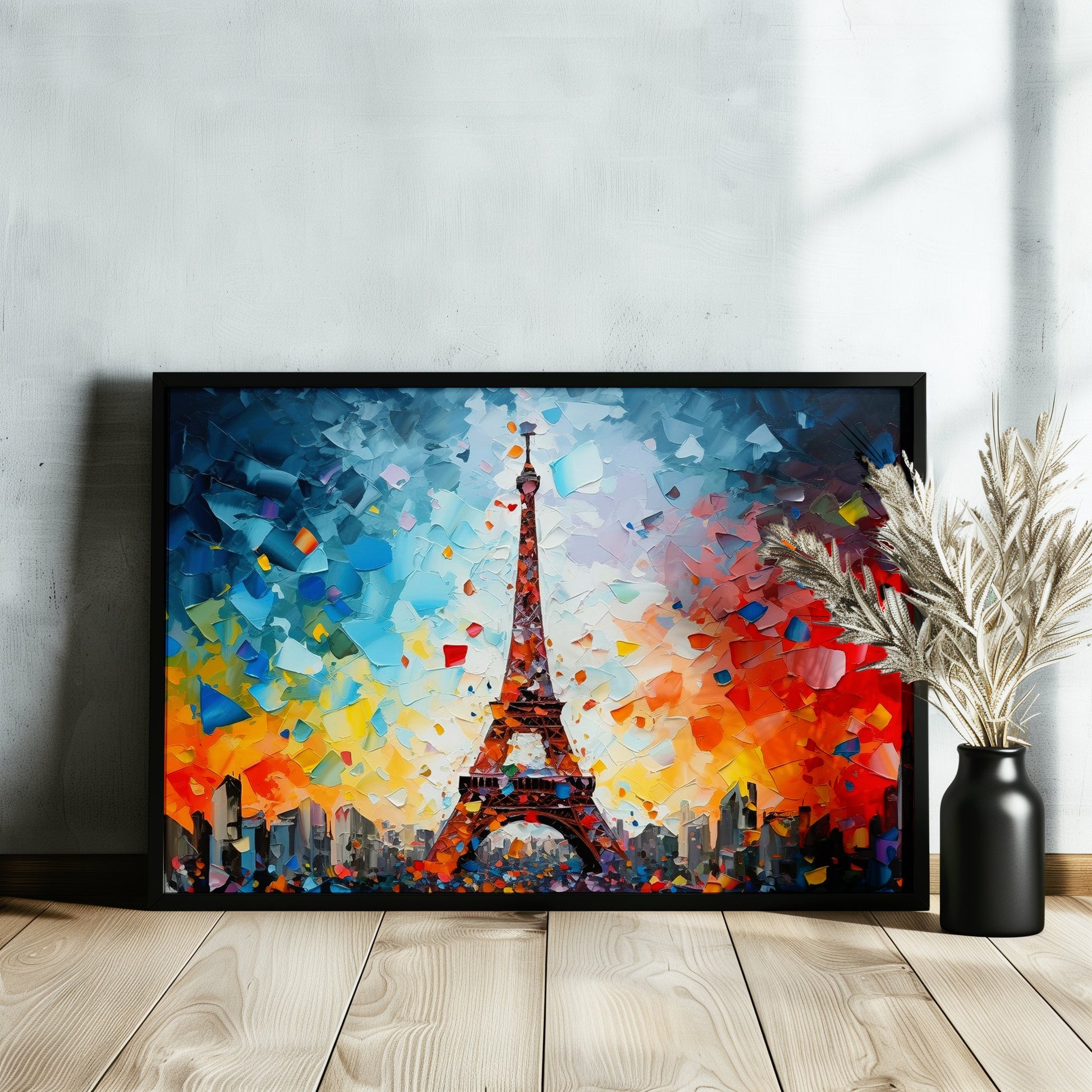 Eiffel Tower Paris Cityscape Poster Print. Abstract French Skyline Wall Decor Painting Gift Colourful Watercolour France City Paint Splash - CanvasityCrafts - Free Shipping