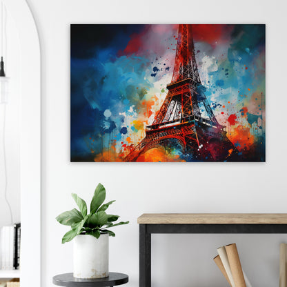 Eiffel Tower Paris Cityscape Poster Print. Abstract French Skyline Wall Decor Painting Gift Colourful Watercolour France City Paint Splash - CanvasityCrafts - Free Shipping