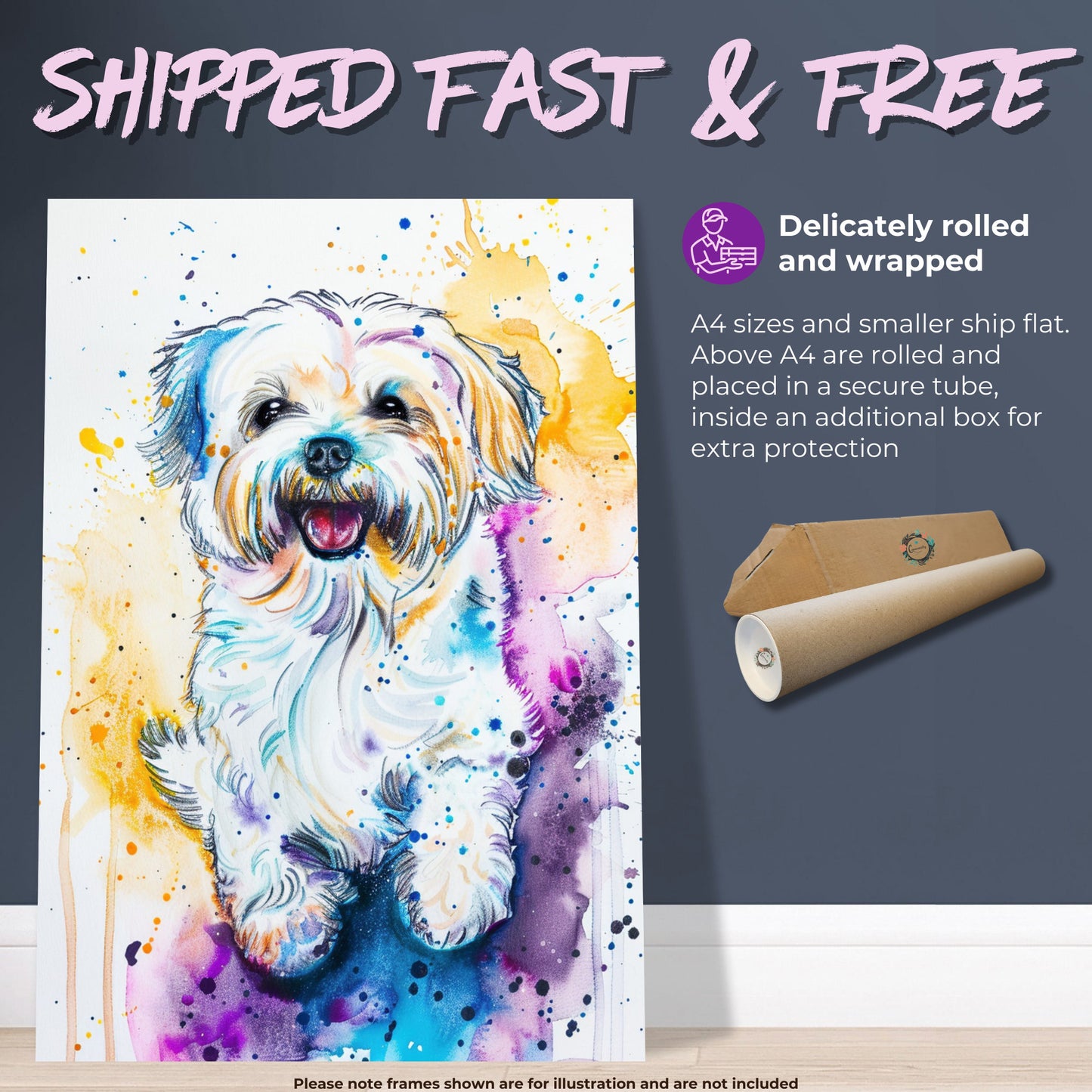 Coton De Tulear Poster Print. Abstract Watercolour Paint Splash Wall Decor Gift, Colourful White Dog Lover Painting, Splatter Paint Portrait - CanvasityCrafts - Free Shipping