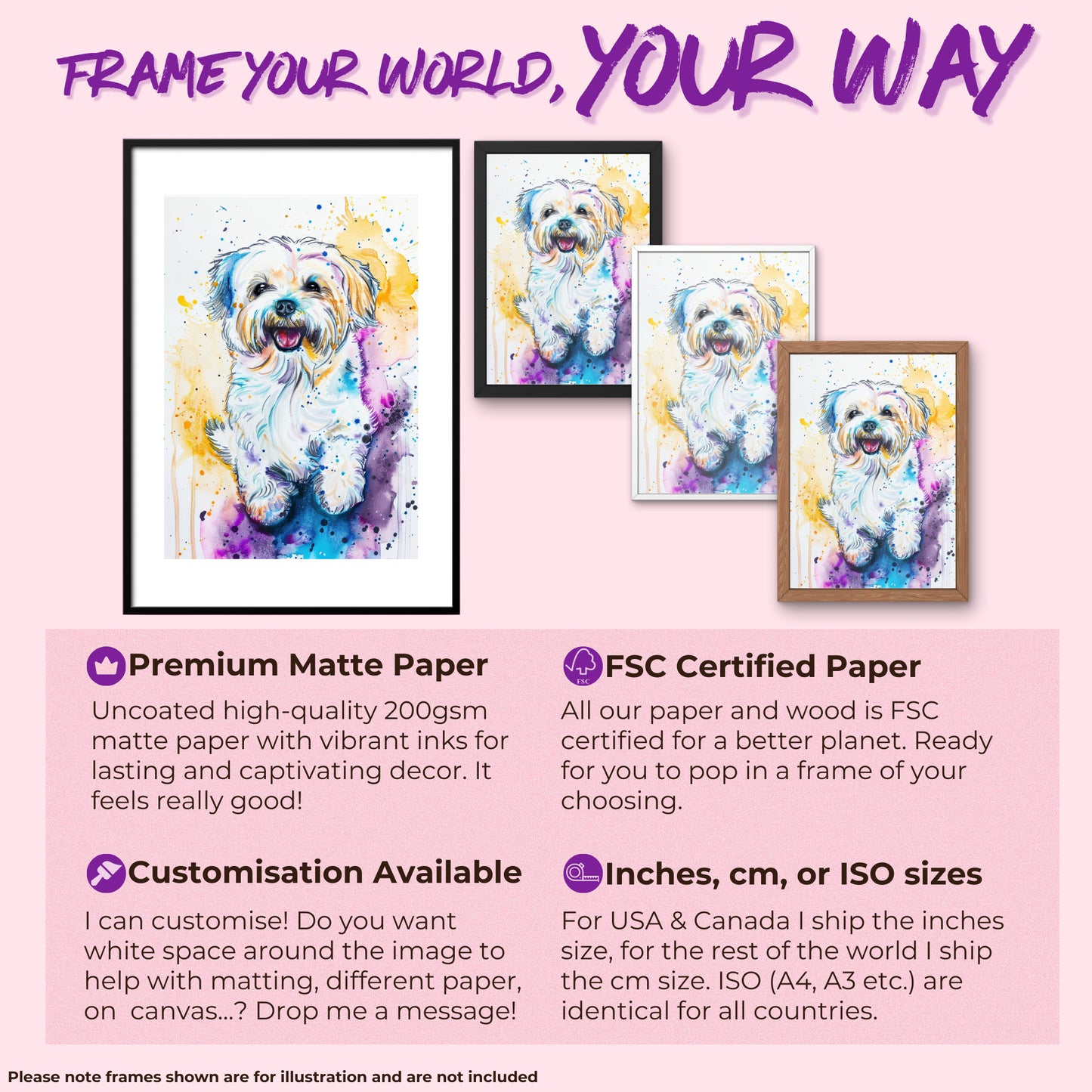 Coton De Tulear Poster Print. Abstract Watercolour Paint Splash Wall Decor Gift, Colourful White Dog Lover Painting, Splatter Paint Portrait - CanvasityCrafts - Free Shipping