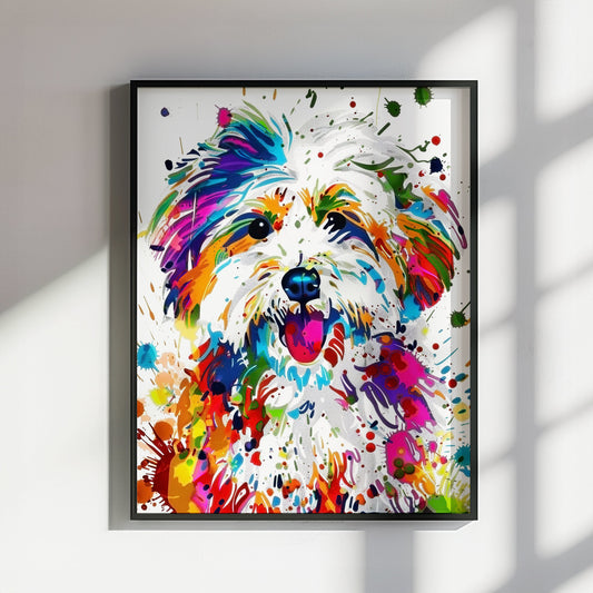 Coton De Tulear Poster Print. Abstract Watercolour Paint Splash Wall Decor Gift, Colourful White Dog Lover Painting, Splatter Paint Portrait - CanvasityCrafts - Free Shipping