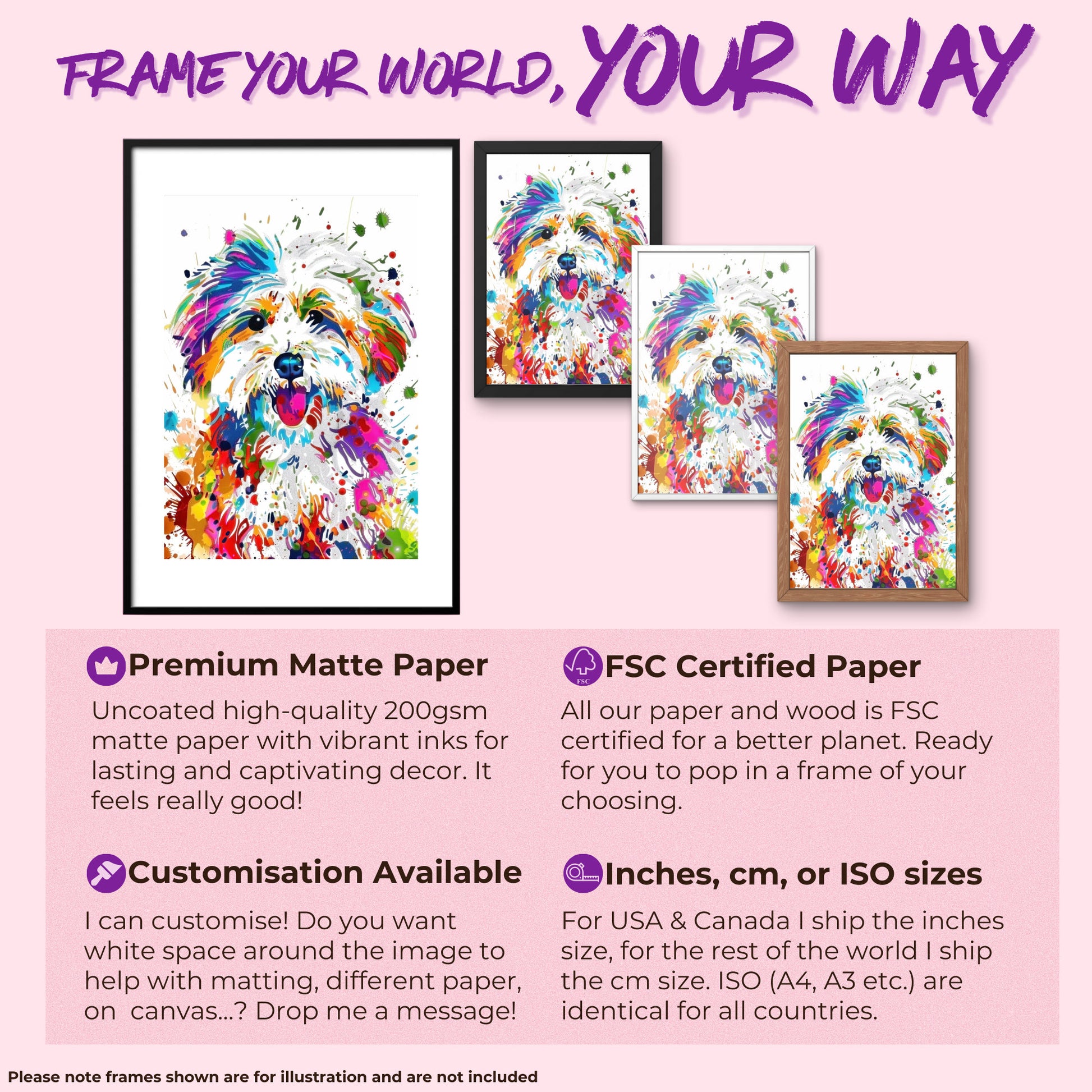 Coton De Tulear Poster Print. Abstract Watercolour Paint Splash Wall Decor Gift, Colourful White Dog Lover Painting, Splatter Paint Portrait - CanvasityCrafts - Free Shipping