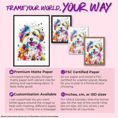 Coton De Tulear Poster Print. Abstract Watercolour Paint Splash Wall Decor Gift, Colourful White Dog Lover Painting, Splatter Paint Portrait - CanvasityCrafts - Free Shipping