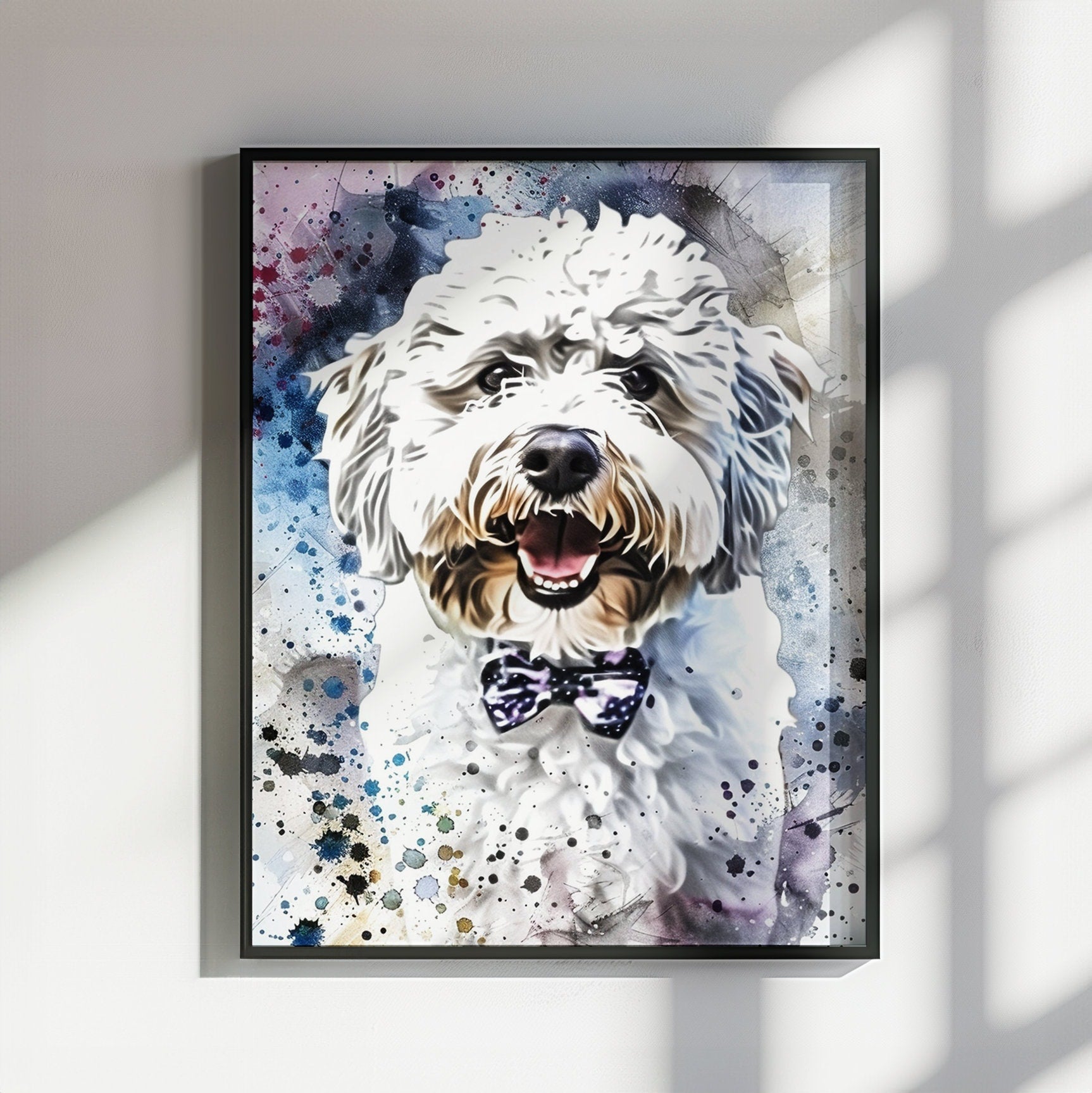 Coton De Tulear Poster Print. Abstract Watercolour Paint Splash Wall Decor Gift, Colourful White Dog Lover Painting, Splatter Paint Portrait - CanvasityCrafts - Free Shipping