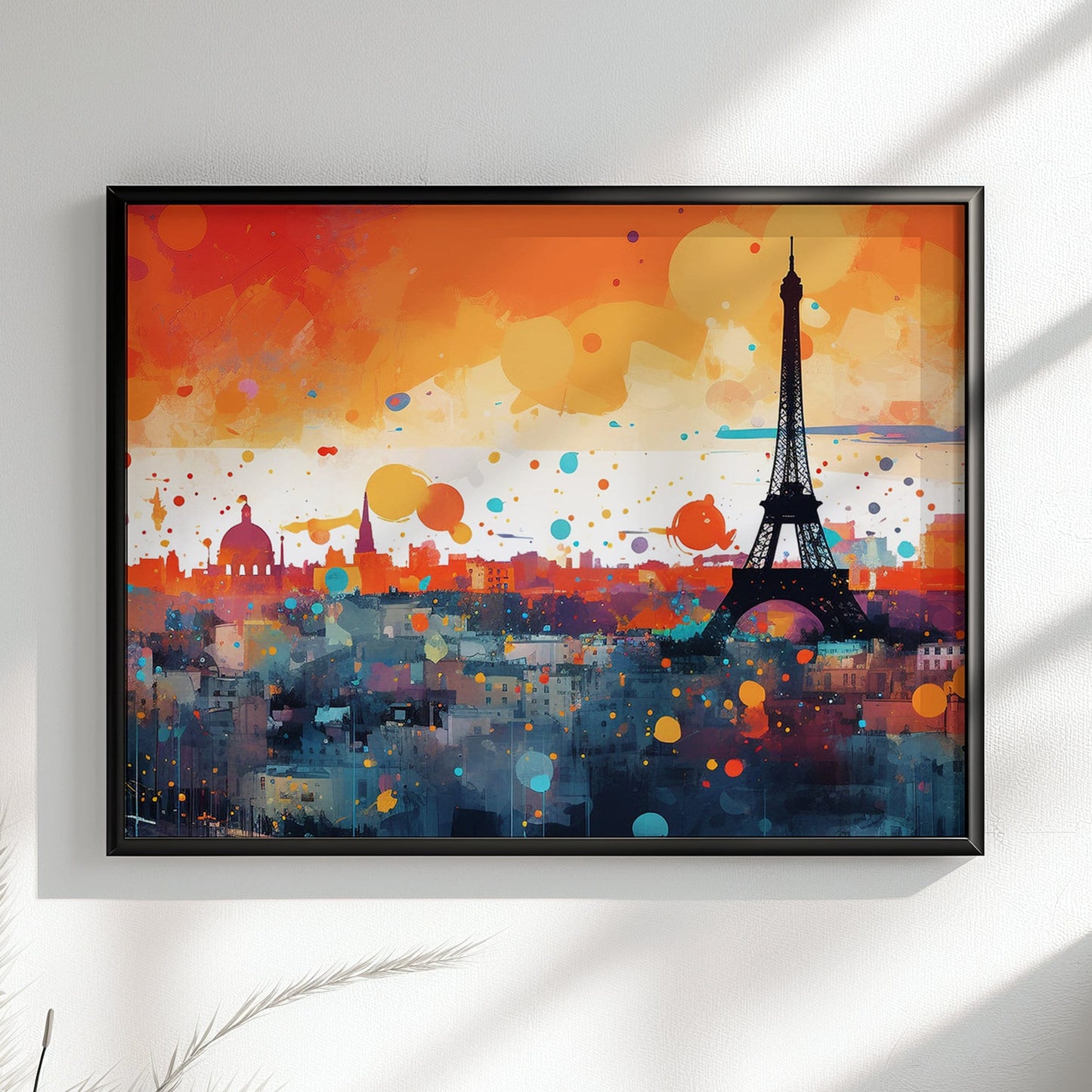 Paris Skyline Cityscape Poster Print. Abstract French Eiffel Tower Wall Decor Painting Gift Colourful Watercolour France City Paint Splash - CanvasityCrafts - Free Shipping