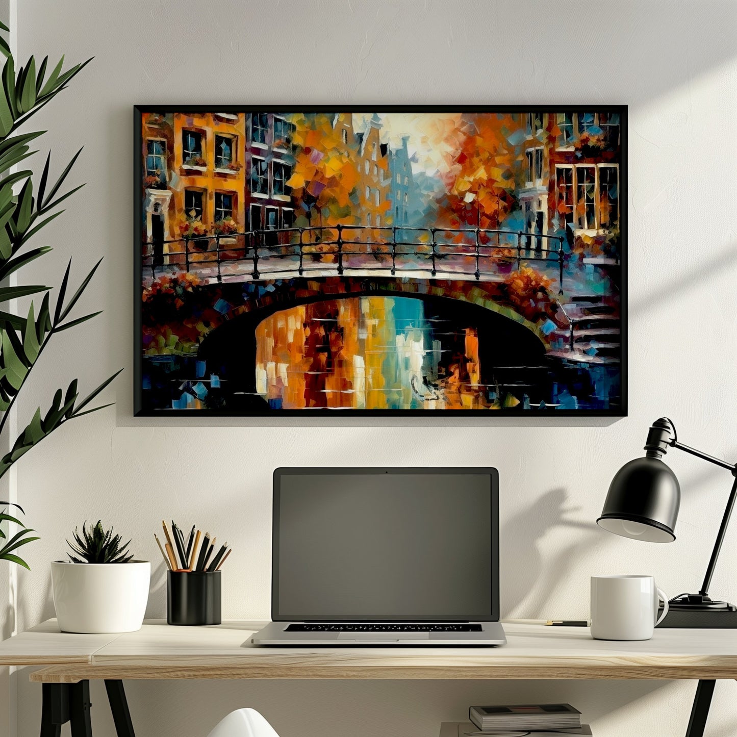 Amsterdam Canals Poster Print. Impressionism Cityscape, Abstract Netherlands Travel Wall Decor Gift Colourful Dutch City Watercolor Painting - CanvasityCrafts - Free Shipping