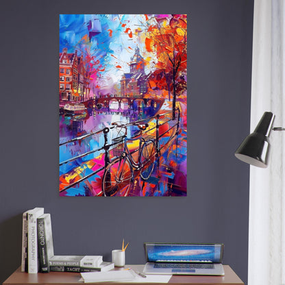 Abstract Amsterdam Canals Poster Print. Grachtengordel Cityscape Netherlands Travel Wall Decor Painting Gift Colourful Watercolor Dutch City - CanvasityCrafts - Free Shipping