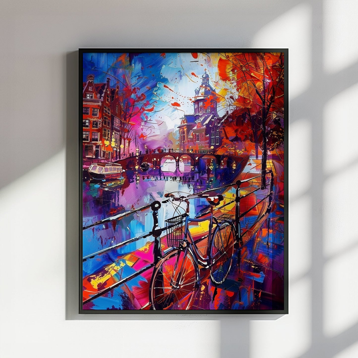 Abstract Amsterdam Canals Poster Print. Grachtengordel Cityscape Netherlands Travel Wall Decor Painting Gift Colourful Watercolor Dutch City - CanvasityCrafts - Free Shipping