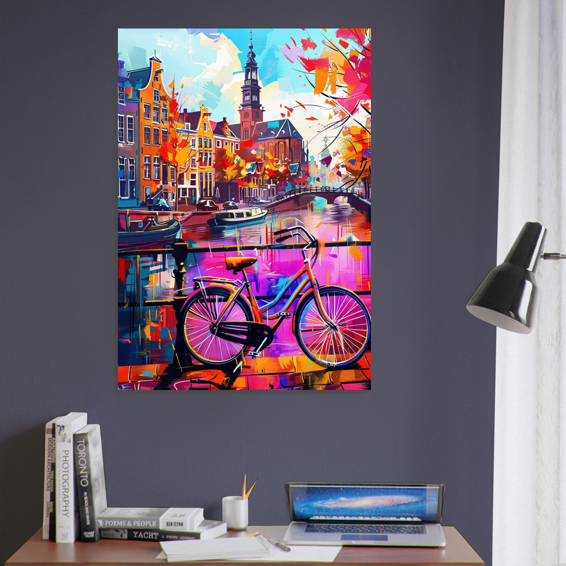 Abstract Amsterdam Canals Poster Print. Grachtengordel Cityscape Netherlands Travel Wall Decor Painting Gift Colourful Watercolor Dutch City - CanvasityCrafts - Free Shipping