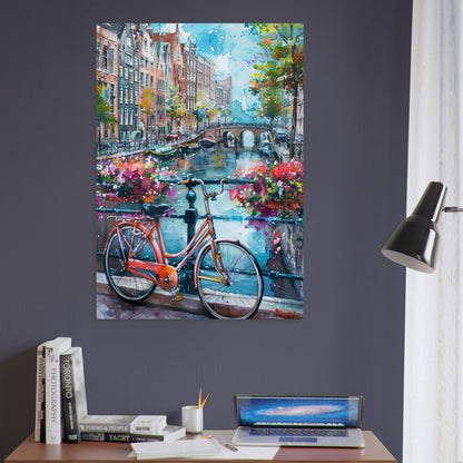 Watercolour Amsterdam Canals Poster Print. Grachtengordel Cityscape Netherlands Travel Wall Decor Painting Gift Colorful Abstract Dutch City - CanvasityCrafts - Free Shipping