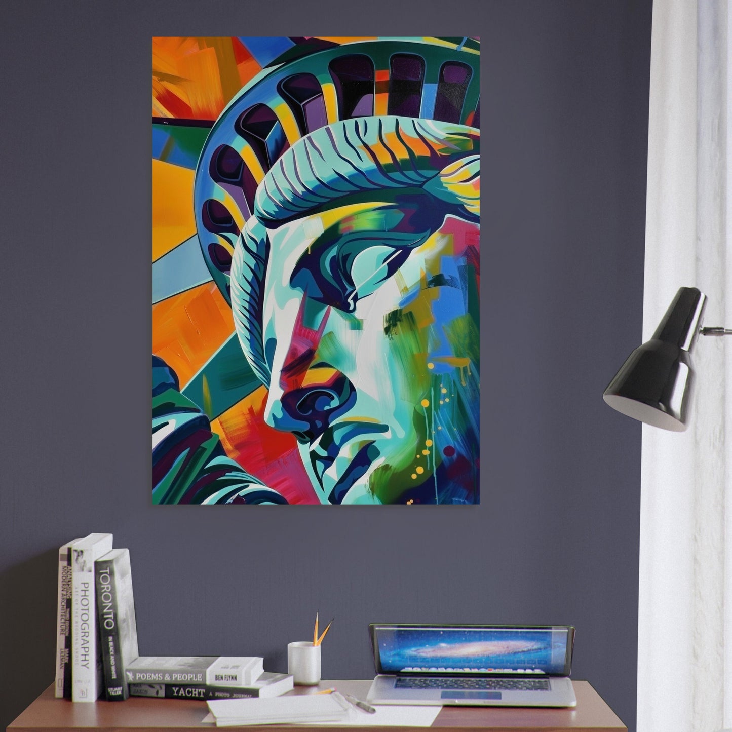 Statue of Liberty Close Up New York City Poster Print Watercolor Painting Paint Splash Cityscape Abstract Travel Gift Manhattan America USA - CanvasityCrafts - Free Shipping