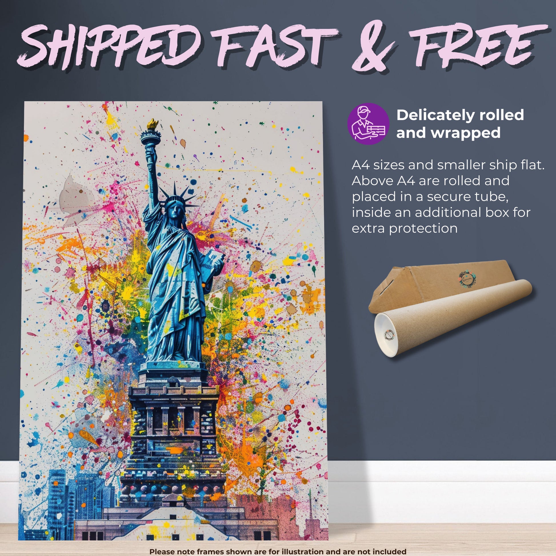 Statue of Liberty New York City Poster Print Street Art Graffiti Painting Paint Splash Cityscape Abstract Travel Gift Manhattan America USA - CanvasityCrafts - Free Shipping