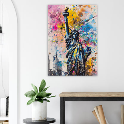 Statue of Liberty New York City Poster Print Street Art Graffiti Painting Paint Splash Cityscape Abstract Travel Gift Manhattan America USA - CanvasityCrafts - Free Shipping