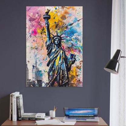 Statue of Liberty New York City Poster Print Street Art Graffiti Painting Paint Splash Cityscape Abstract Travel Gift Manhattan America USA - CanvasityCrafts - Free Shipping