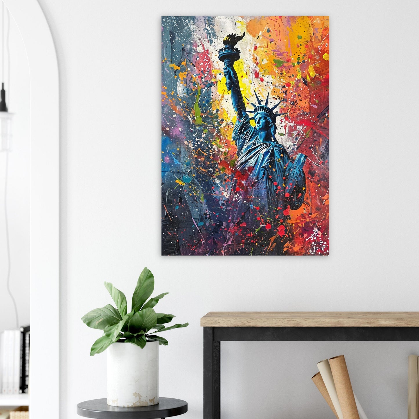 Statue of Liberty New York City Poster Print Street Art Graffiti Painting Paint Splash Cityscape Abstract Travel Gift Manhattan America USA - CanvasityCrafts - Free Shipping