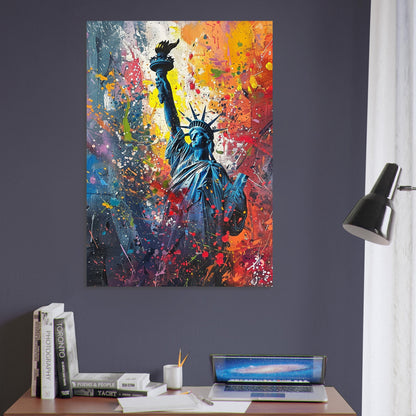 Statue of Liberty New York City Poster Print Street Art Graffiti Painting Paint Splash Cityscape Abstract Travel Gift Manhattan America USA - CanvasityCrafts - Free Shipping