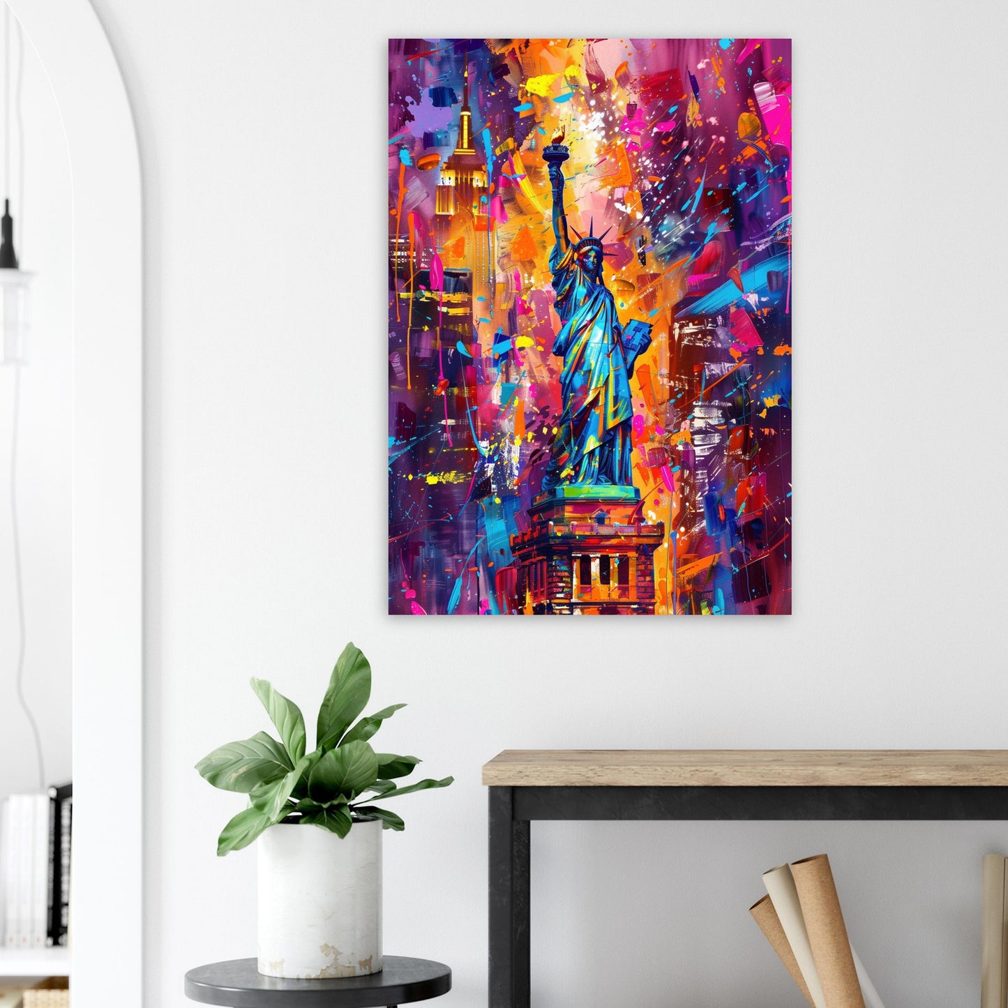 Statue of Liberty New York City Poster Print Street Art Graffiti Painting Paint Splash Cityscape Abstract Travel Gift Manhattan America USA - CanvasityCrafts - Free Shipping