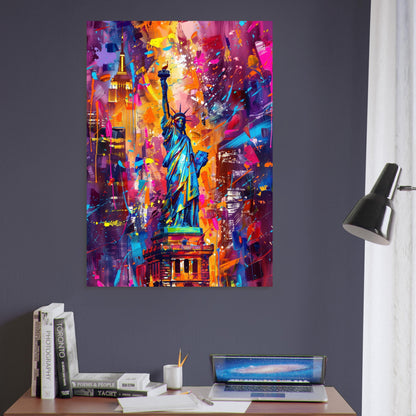 Statue of Liberty New York City Poster Print Street Art Graffiti Painting Paint Splash Cityscape Abstract Travel Gift Manhattan America USA - CanvasityCrafts - Free Shipping