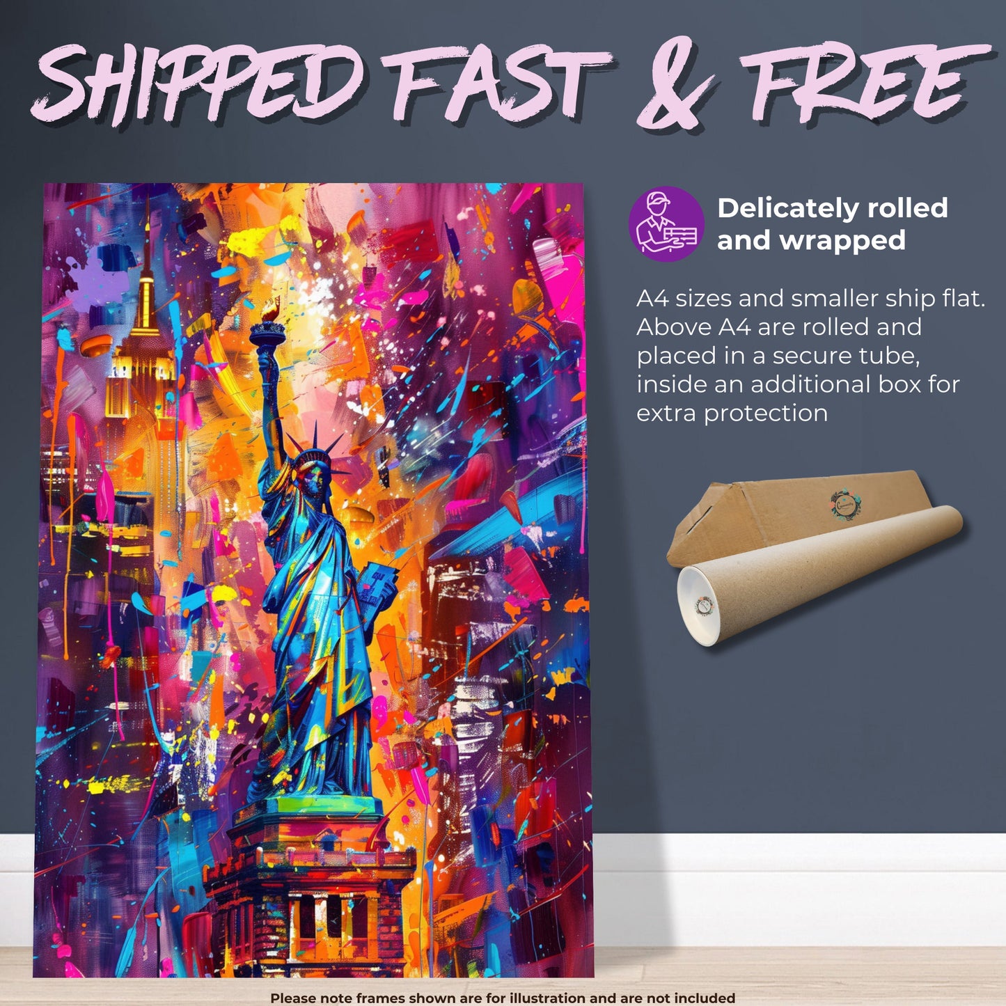 Statue of Liberty New York City Poster Print Street Art Graffiti Painting Paint Splash Cityscape Abstract Travel Gift Manhattan America USA - CanvasityCrafts - Free Shipping