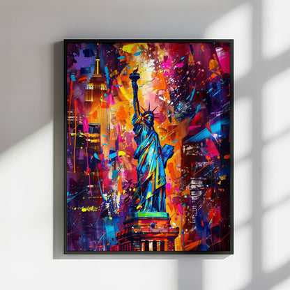 Statue of Liberty New York City Poster Print Street Art Graffiti Painting Paint Splash Cityscape Abstract Travel Gift Manhattan America USA - CanvasityCrafts - Free Shipping