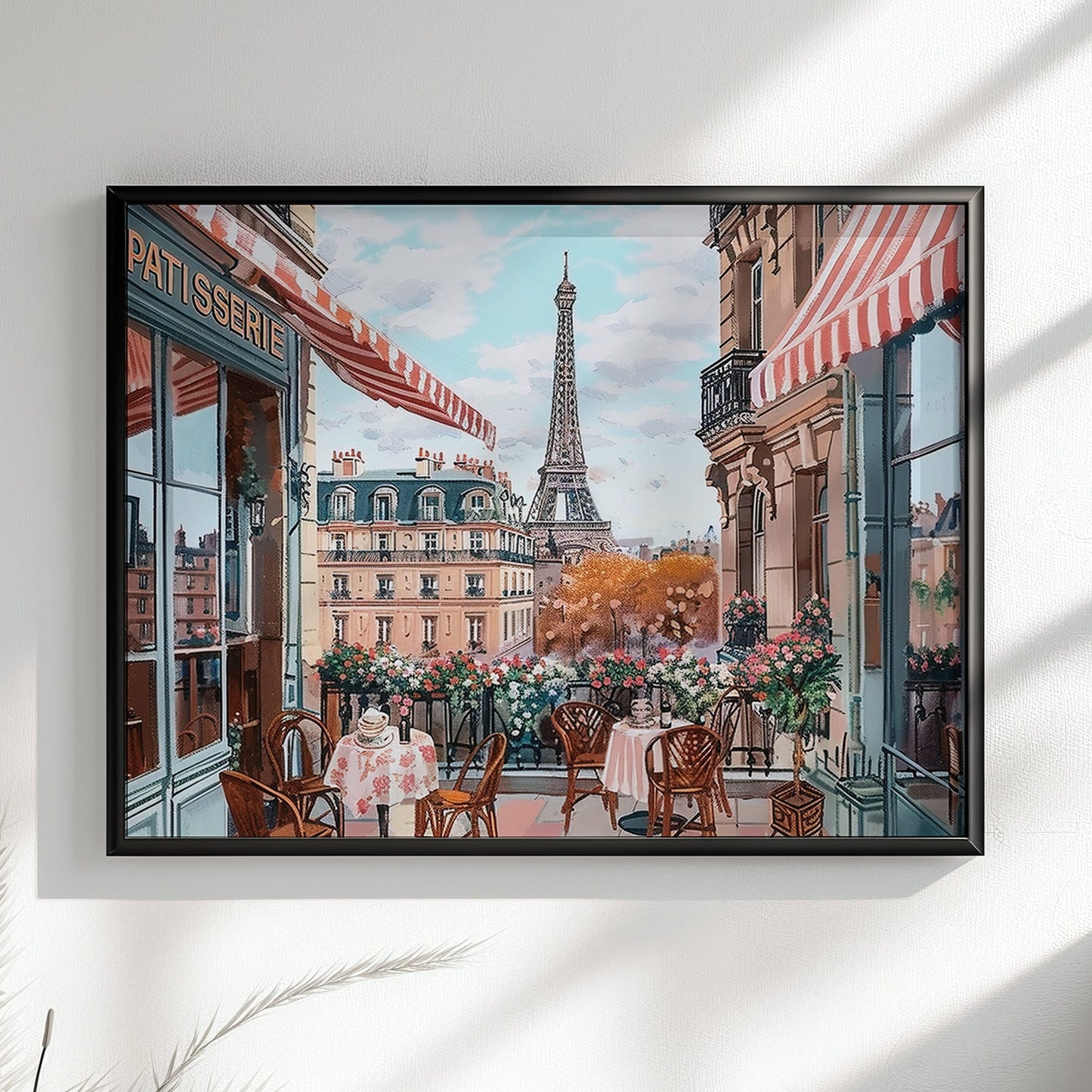 Paris in Pink Art Print. Eiffel Tower Cityscape, Retro Vintage Style Painting. French Skyline, France Travel Poster, La Vie En Rose - CanvasityCrafts - Free Shipping