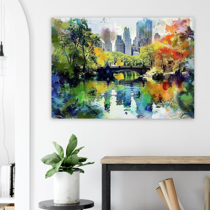 Central Park New York Poster Print. American Cityscape, Manhattan Skyline, USA Travel Poster, Unframed Abstract Manhattan Watercolor - CanvasityCrafts - Free Shipping