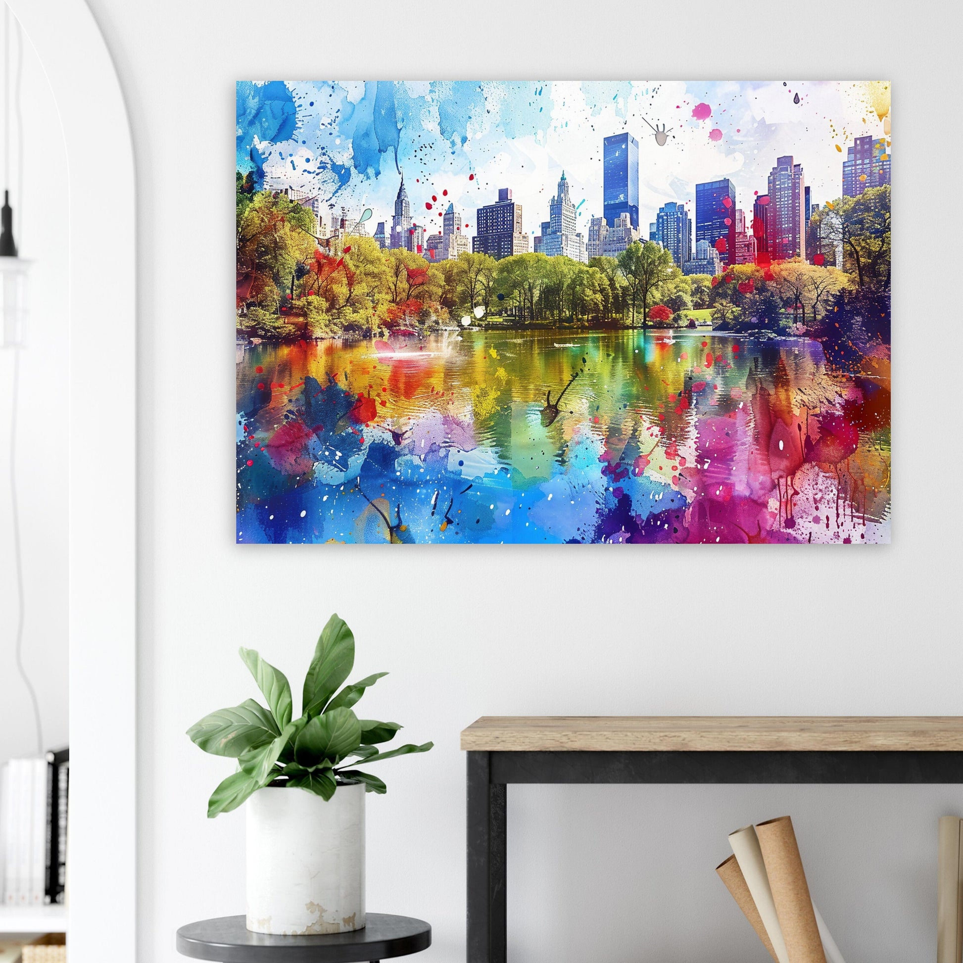 Watercolor New York Poster Skyline Canvas / Poster Print. American Travel Cityscape, Manhattan Central Park, USA Abstract Watercolourr - CanvasityCrafts - Free Shipping