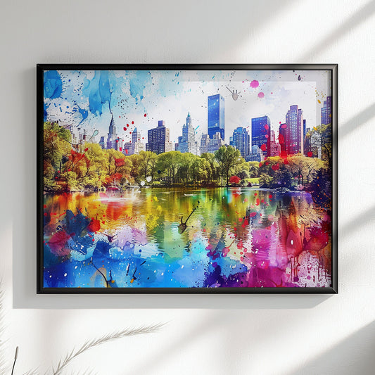 Watercolor New York Poster Skyline Canvas / Poster Print. American Travel Cityscape, Manhattan Central Park, USA Abstract Watercolourr - CanvasityCrafts - Free Shipping