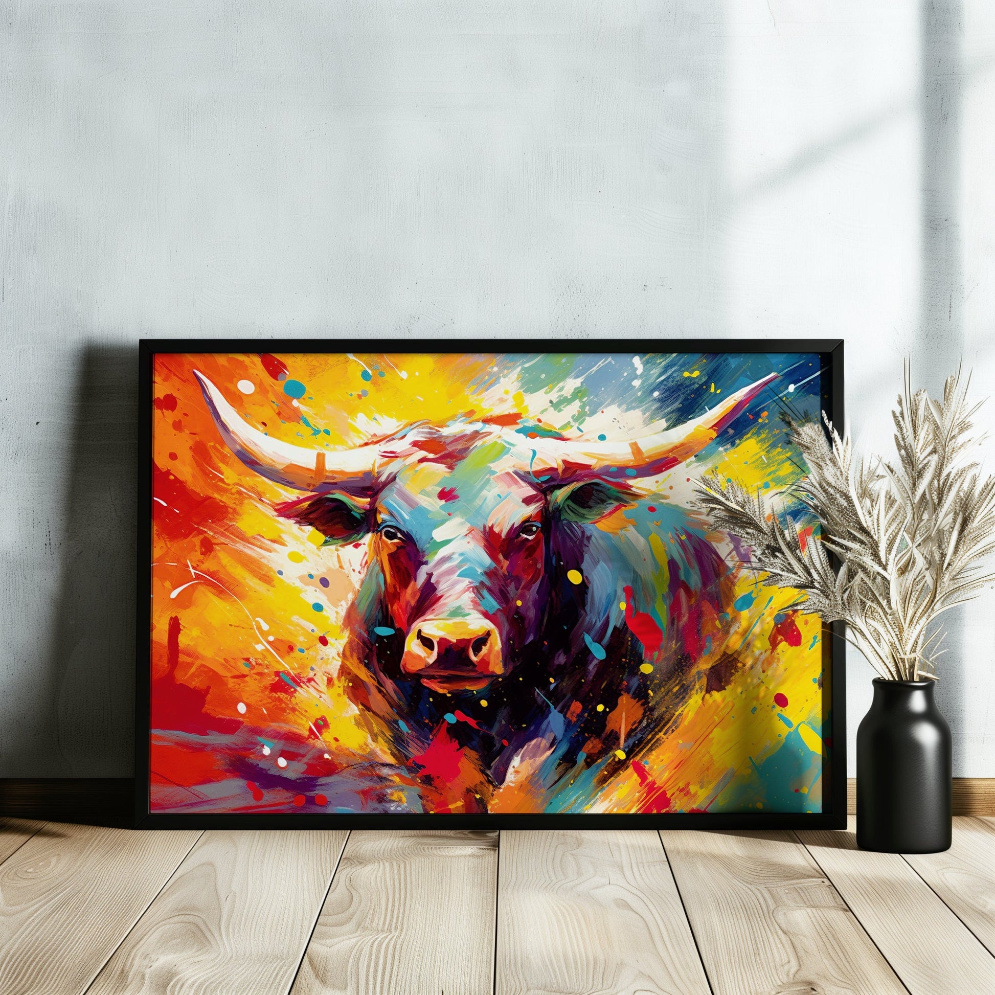 Charging Bull Poster - Free Shipping! Colorful Animal Wall Art Print - Gift for Farmer, Dad, Grandad, Matador - CanvasityCrafts - Free Shipping