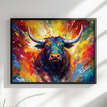 Charging Bull Poster - Free Shipping! Colorful Animal Wall Art Print - Gift for Farmer, Dad, Grandad, Matador - CanvasityCrafts - Free Shipping