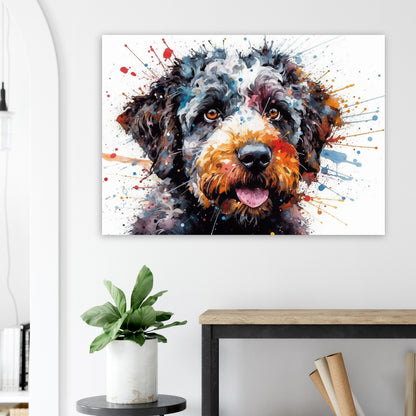 Lagotto Romagnolo Canvas or Poster Print. Colourful Watercolour Happy Truffle Dog Painting Splatter Paint Splash Art Animal Wall Decor Gifts - CanvasityCrafts - Free Shipping