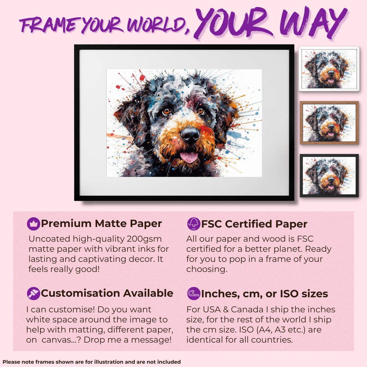 Lagotto Romagnolo Canvas or Poster Print. Colourful Watercolour Happy Truffle Dog Painting Splatter Paint Splash Art Animal Wall Decor Gifts - CanvasityCrafts - Free Shipping