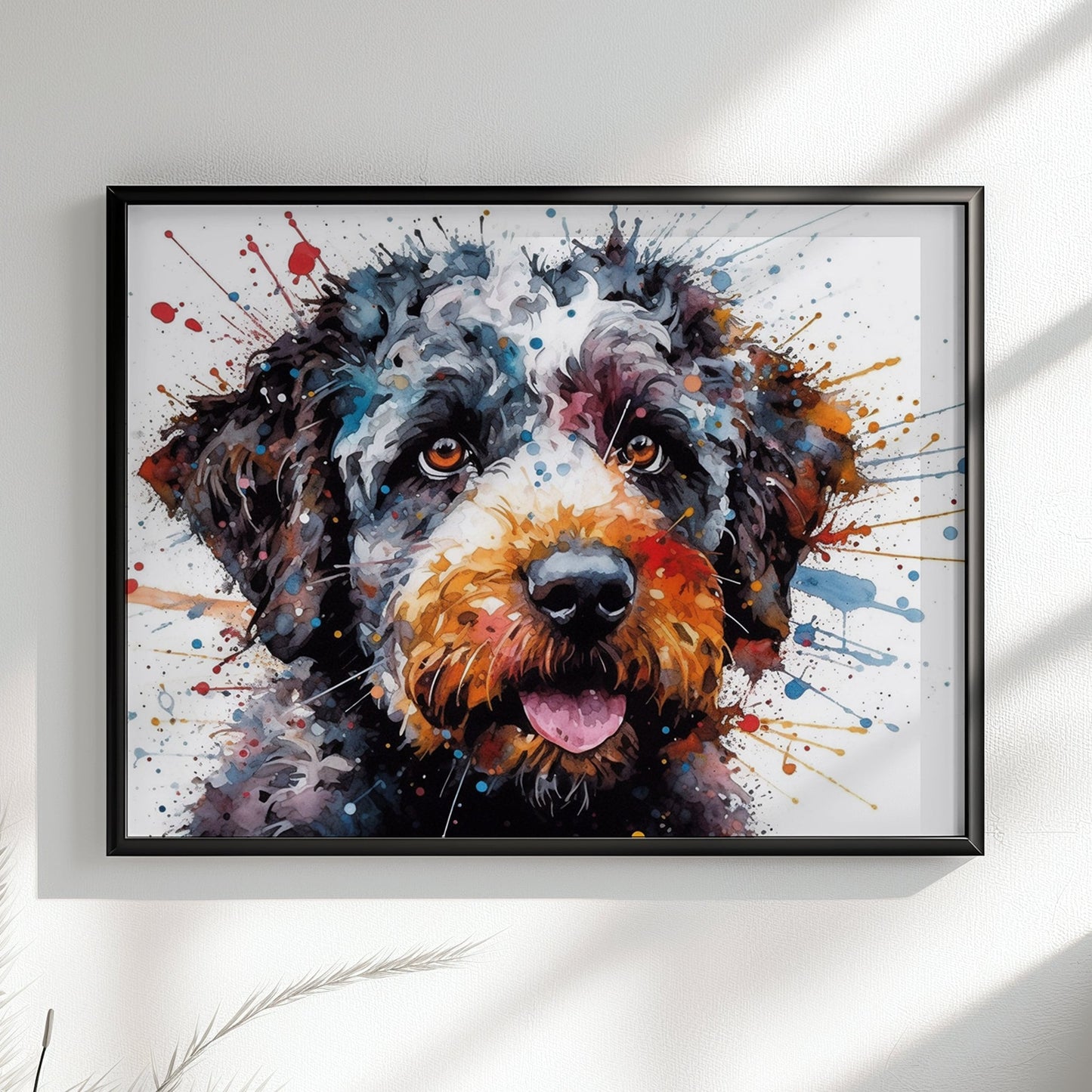 Lagotto Romagnolo Canvas or Poster Print. Colourful Watercolour Happy Truffle Dog Painting Splatter Paint Splash Art Animal Wall Decor Gifts - CanvasityCrafts - Free Shipping