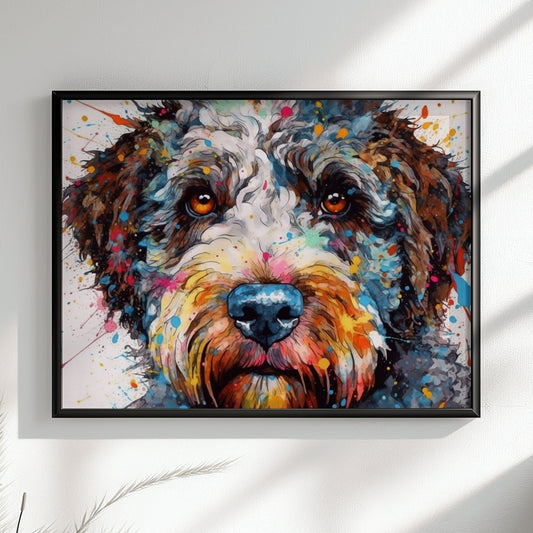 Lagotto Romagnolo Canvas or Poster Print. Colourful Watercolour Happy Truffle Dog Painting Splatter Paint Splash Art Animal Wall Decor Gifts - CanvasityCrafts - Free Shipping