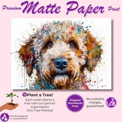 Lagotto Romagnolo Canvas or Poster Print. Colourful Watercolour Happy Truffle Dog Painting Splatter Paint Splash Art Animal Wall Decor Gifts - CanvasityCrafts - Free Shipping