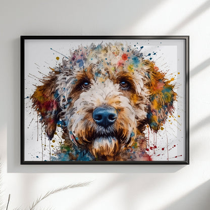 Lagotto Romagnolo Canvas or Poster Print. Colourful Watercolour Happy Truffle Dog Painting Splatter Paint Splash Art Animal Wall Decor Gifts - CanvasityCrafts - Free Shipping